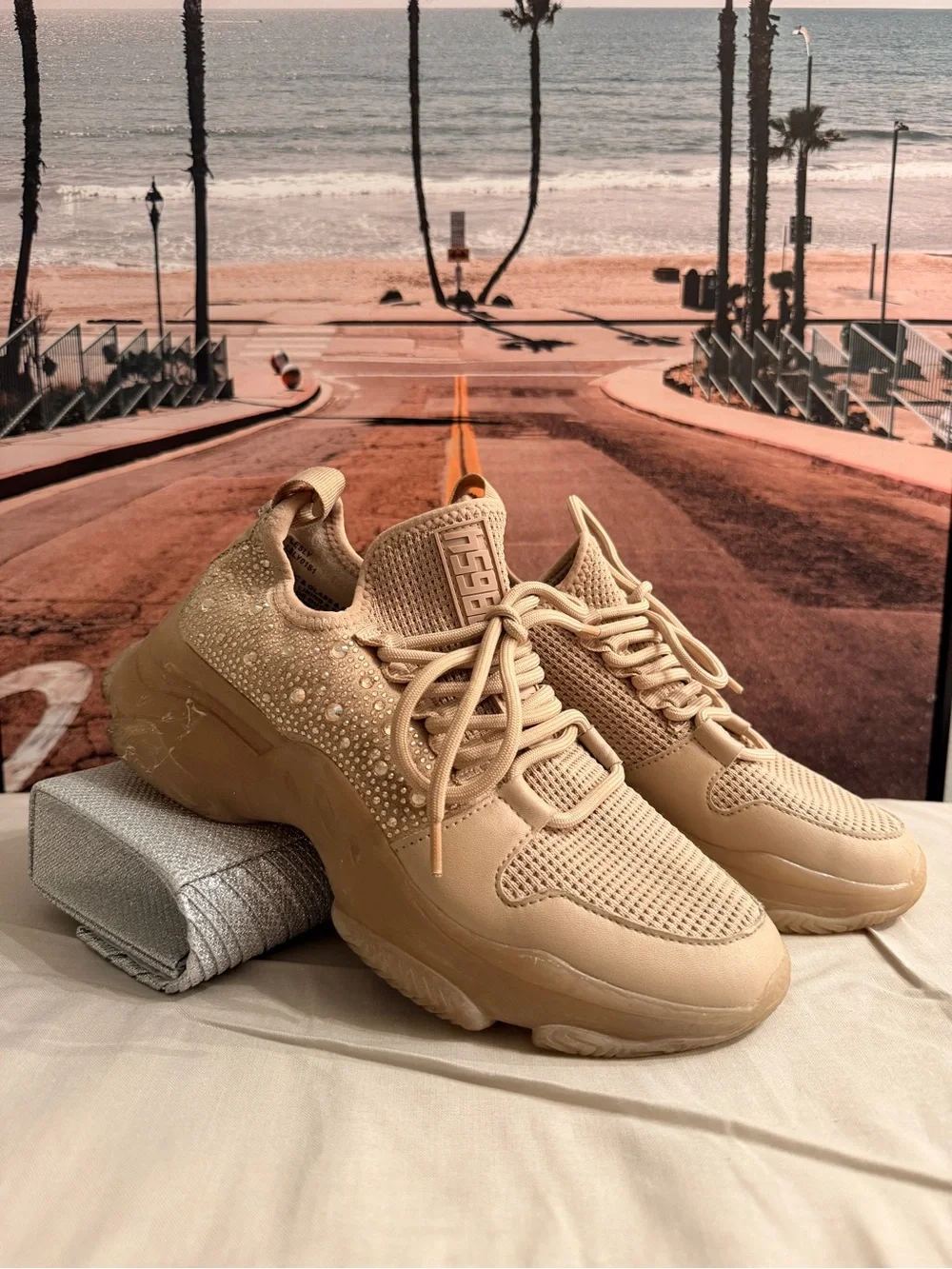 Steve Madden Beige Chunky Knit Sneakers
